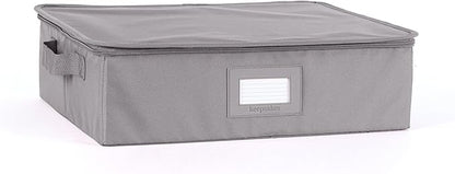 Covermates Platter Storage Box – Serveware & China Storage Container with Dual Zippers, ID Window, Reinforced Handles & Structured Walls for Platter, Dish & Serving Tray Protection, Graphite