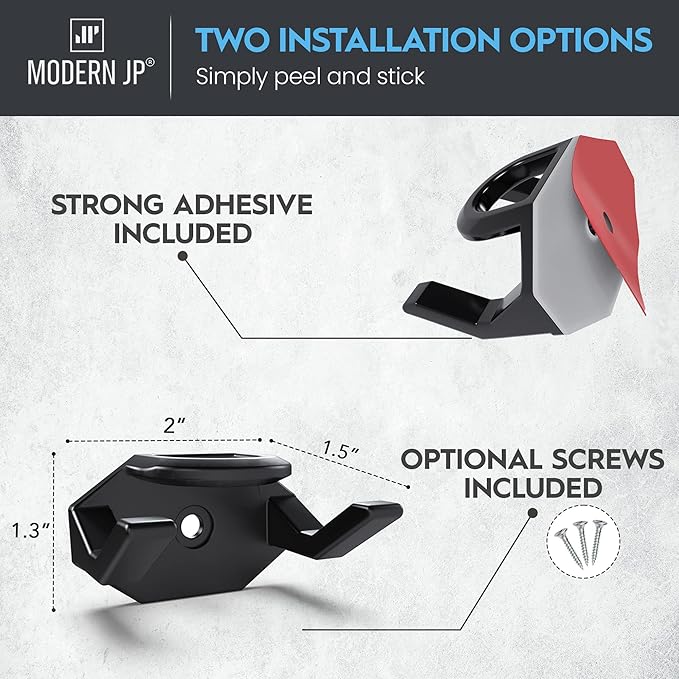 Modern JP Adhesive Hat Hooks for Wall (32-Pack) - Hat Rack for Baseball Caps, Minimalist Hat Display, Strong Hold Hat Hangers for Wall - USA Patented, Black