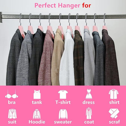 DEDU Plastic Extra Wide Shoulder Suit Hangers for Men 15 Pack Width 17.7", Pink Sweater Hangers no Shoulder Bump Non Slip for Thick Sweaters, Clothes Hangers with Pants Bar & Metal Hook