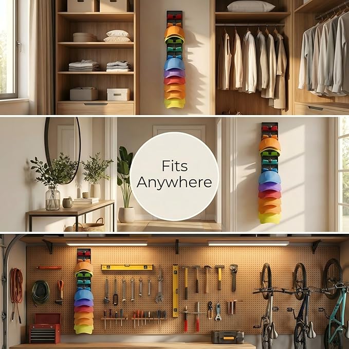 JBD Hat Organizer for Wall - No Drilling Hat Rack for Baseball Caps, 2 Pack Wall Mounted Hat Rack Holds 20 Hats, Space Saving Hat Storage for Closet Door Bedroom, Damage-Free Cap Holder