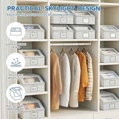 Simple Trending Hat Organizer for Baseball Caps, 2PCS Stackable Storage with Clear Window Lid,Hat Box for Closet, Holds up to 24 Caps Hat Organizer for Closet, Grey