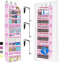 Over the Door Organizer Storage 6 Tier, 12 Large Capacity Side Pockets, Heavy Duty Metal Reinforced Hook Anti Tilt 75 LB Load Behind Door Storage for Bedroom Bathroom Pantry Nursery