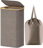 Lifewit 100L Laundry Basket with Lid, Clothes Hampers for Laundry with Bamboo Handles and 1 Removable Bag, Large Foldable Laundry Hamper for Bedroom, Bathroom, Dorm, Laundry Room, Brown