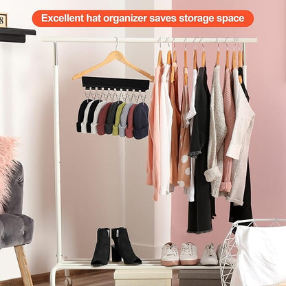 Hat Rack for Baseball Caps, 3Pack Hat Organizer, Hang Hat Hanger for Closet, Hat Storage Clips Holder for Ball Cap Winter Beanie & Accessories, Not Including Hangers & Hats (3PC Black)