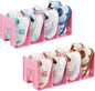 HBlife Pink Acrylic Kids Shoe Rack for Closet Organizers and Storage, Small Shoe Rack 4 Sections Toddler Baby Shoe Storage Organizer Stackable Shoe Shelf,Desk File Sorter Book Purse Organizer(2 Pack)