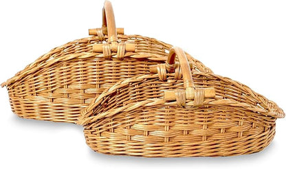 The Basket Lady Wicker Gathering Basket, Large, 22.5 in L x 12.5 in W x 12 in H, Sandstone (Sold Individually)