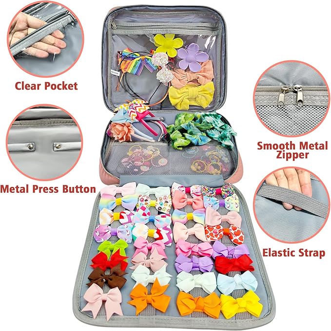 MICOM Large Capacity Baby GirlHair Accessories Organizer for Baby Girls, Hair Clips,Bows Storage, Multifunctional Case for Display Hair Clips