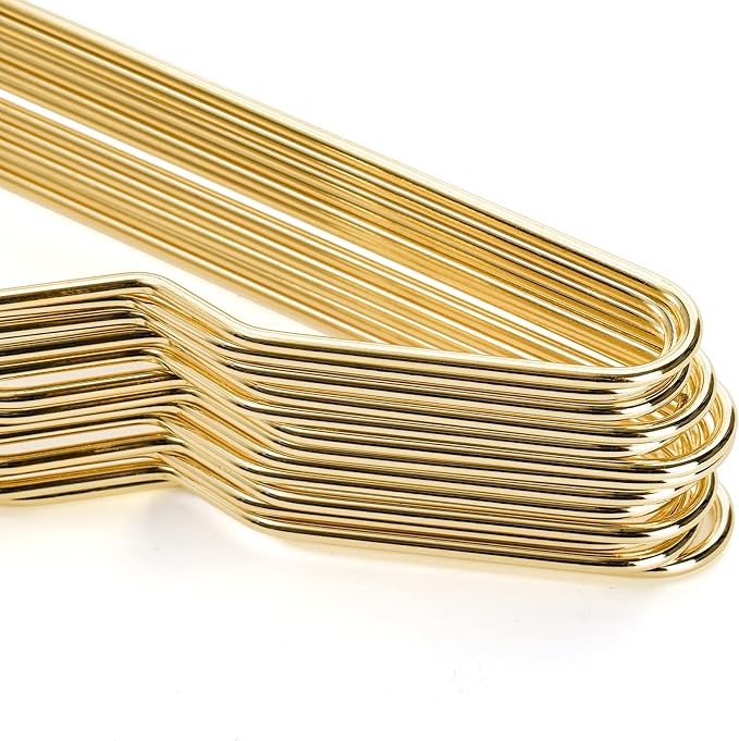 Tosnail 30 Pack 16.5" Stainless Steel Strong Wire Metal Hangers, Heavy Duty Clothes Hangers, Space Saving Closet Organizer - Gold