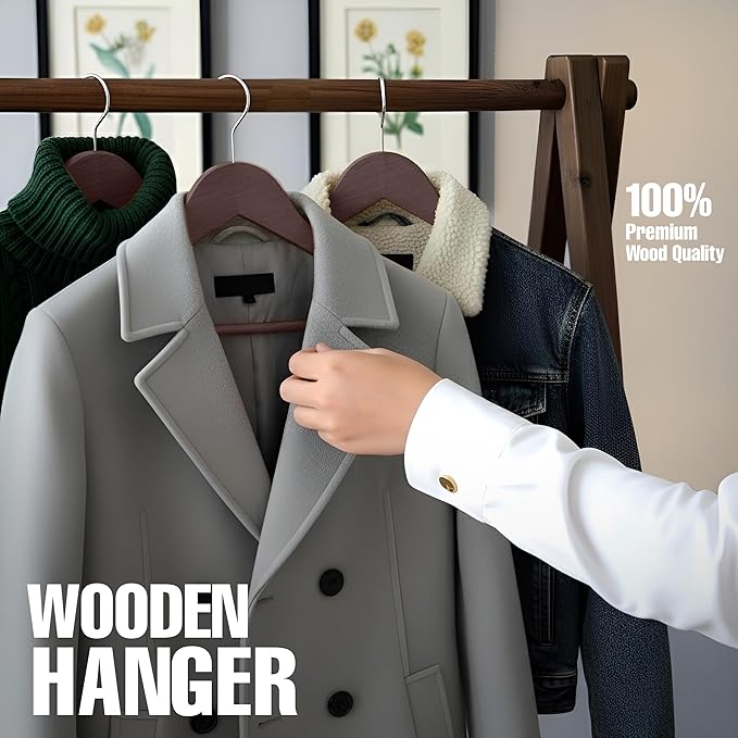 Utopia Home Premium Wooden Hangers 30 Pack - Durable & Slim Coat Hanger - Suit Hangers with 360-Degree Rotatable Hook - Wood Hangers with Shoulder Grooves (Vintage)