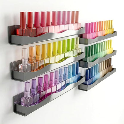 YMVV 15" Nail Polish Racks Wall Mounted Shelf,6 Pack Grey Acrylic Nail Polish Organizer Nail Supplies for Nail Techs,Great Display for Salons Retailers