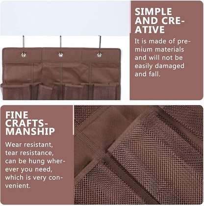 ARTIBETTER 24-pocket over The Door Shoe Organizer Bag 48x168cm Mesh Hanging Storage Pouch for Slippers and Shoes Brown Breathable for Home Closet