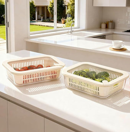 Urban Green Glass Food Storage Containers with Glass Lids, Microwave Safe Food Container Set, Aitight Meal Prep Container Set, BPA Free Colander, LeakProof, 2 Pack