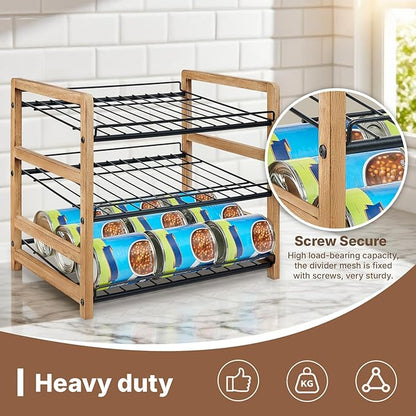 DGWJSU Can Organizer for Pantry 3-Tier, Can Storage Organizer Pantry, Soda Can Organizer, Holds up to 36 Cans Holders for Pantry, Cabinet, Countertop, Carbonized Brown