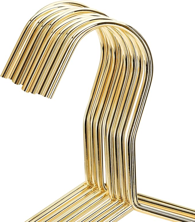 Tosnail 30 Pack 16.5" Stainless Steel Strong Wire Metal Hangers, Heavy Duty Clothes Hangers, Space Saving Closet Organizer - Gold