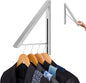 Single Foldable Clothing Rack, Wall-Mounted Retractable Clothes Hanger for Laundry Dryer Room, Hanging Drying Rod, Small Collapsible Folding Garment Racks, Dorm Accessories (Chrome)
