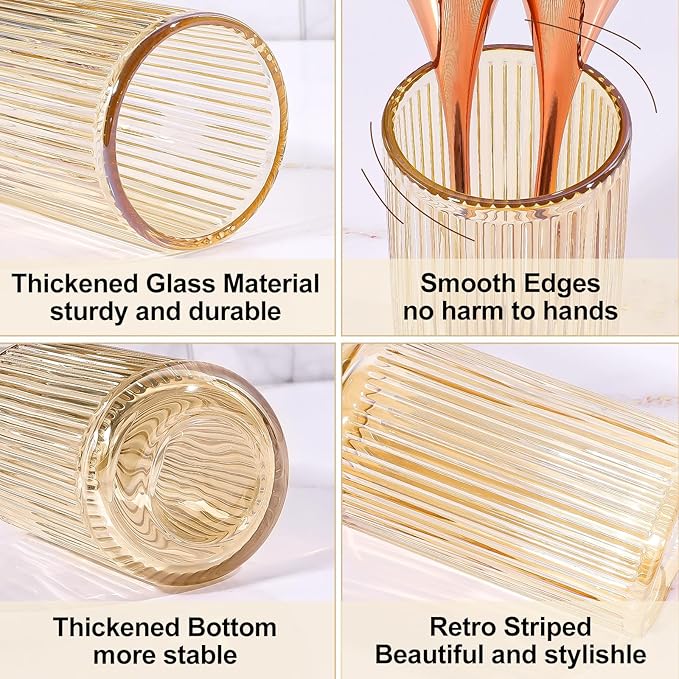 DASITON Makeup Brush Holder Organizer, Crystal Glass Makeup Brushes Storage Holder, Vintage Make Up Brush Cup for Vanity, Pen Pencil Holder for Desk, Toothbrush Holders for Bathroom (Coffee S)
