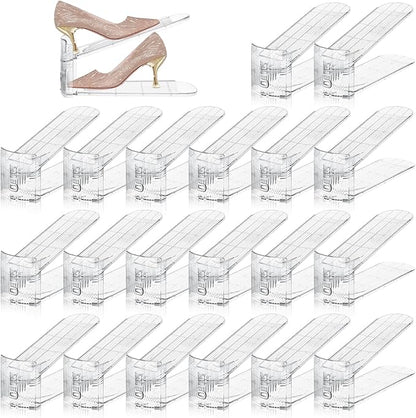 Shoe Slots Organizer,20 PACK Transparent Shoe Stacker Adjustable Shoe Slot Organizer Space Saver Shoe Rack Holder Shoe Storage Organizers for Closet,Transparent