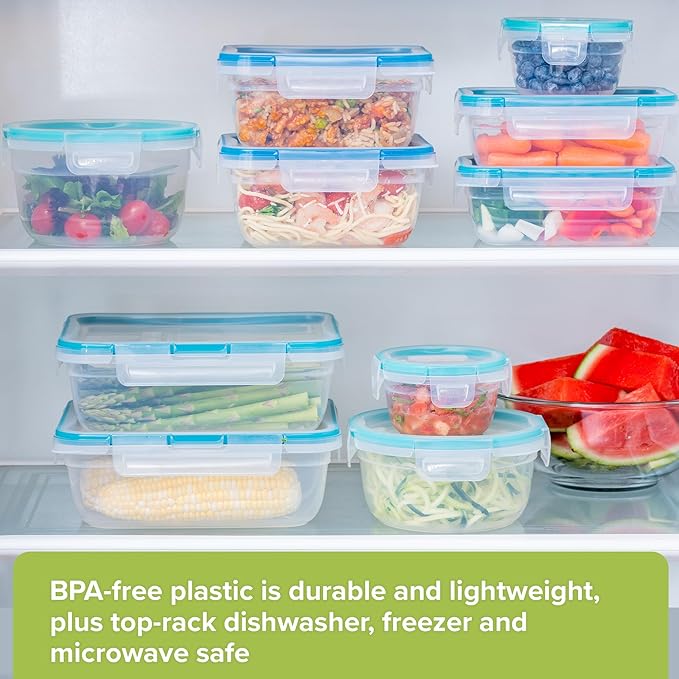 Snapware Plastic Total Solutions (10-Pack, Mixed Sizes) Food Storage Containers Set, Airtight & Leakproof Plastic Locking BPA-Free Lids Tupperware, Freezer Dishwasher Microwave Safe