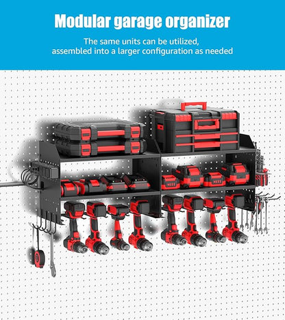 CCCEI Modular Power Tools Organizer Charging Station, Drills and Battery Storage Wall Mount, Garage Shop Organization, Anniversary, Birthday, Gifts for Men, Father, Black, 1 Pack.