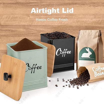 Coffee Canister,Airtight 40 oz Large Iron Black Storage Container for Coffee Grounds, Beans, Pods & More,Accessories & Gifts (Saga Green)