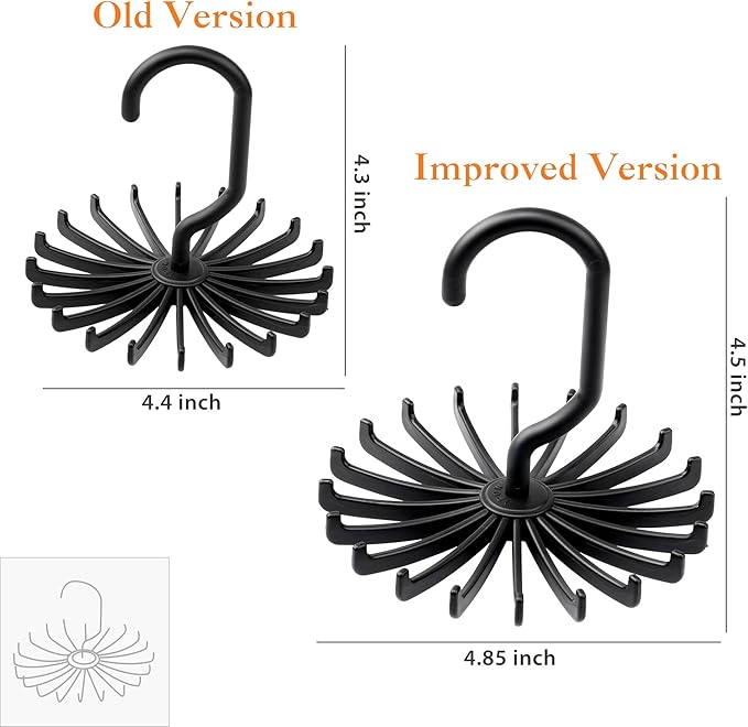 IPOW 2 Pack Updated Twirl Tie Rack Belt Hanger Holder Hook for Closet Organizer Storage