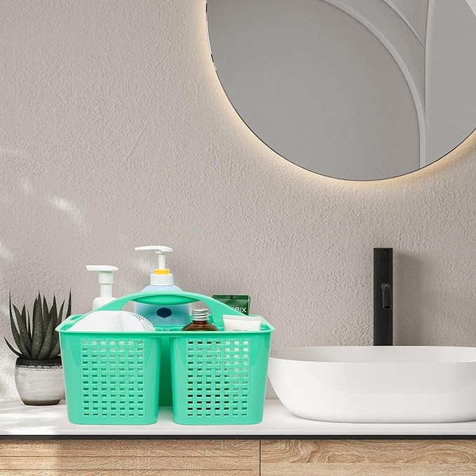 Tiawudi Portable Shower Caddy, Caddy Organizer with Handle, Plastic Shower Basket Hold Soap, Shampoo, Hair Supplies and Beauty Products, Cleaning Supplies Organizer for Home, Dorm, Shelf and Cabinet
