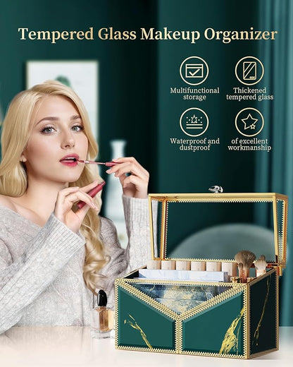 Youdepot Lipstick Organizer Lipstick Holder - 24 Spaces, Tempered Glass Lip Gloss and Perfume Organizer,Vanity Lipstick Holder and Organizer.