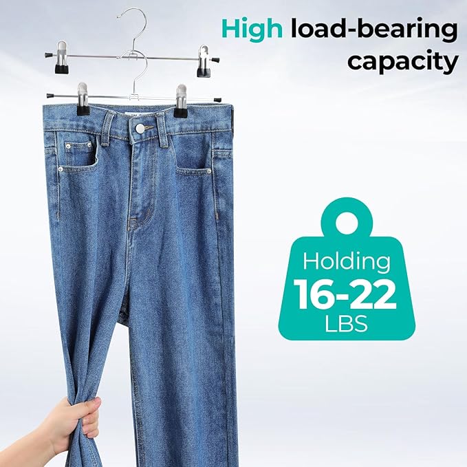 GoodtoU Pants Hangers 50 Pack - Pant Skirt Hangers with Clips, Metal Hanger with Clips for Skirt Shorts Trouser