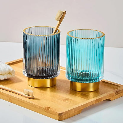 Makeup Brush Holder Organizer,Toothbrush Holders,Desk Pen Pencil Holder,Multifunctional Vintage Glass Brush Cup(A3-24-US)