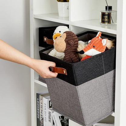 DULLEMELO 11x11 Storage Cubes, Collapsible Sturdy Cube Storage Bins With Handles for Organizing,Fabric Storage Cubes Baskets for Shelves Nursery Closet Home Organization and Storage (Black&Grey)