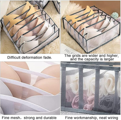7 Grids Washable Wardrobe Clothes Organizer,Clothing Storage Bins,Drawer Organizer for Clothing,Drawer Dividers for Clothes, Mesh Separation Box for Underwear, Socks, Scarves, Jeans