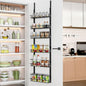 Churboro Over the Door Pantry Organizer Rack with 6 Adjustable Baskets, 6 Tiers Dual-use Spice Rack- Hanging or Wall Mount Spice Rack, Pantry Door Organizer, Black
