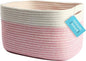 Pink Cotton Rope Basket for Shelf Storage - 15"×10"×9½" - Colorful Decorative Basket for Kids - Nursery, Playroom, Classroom - Toy Storage, Books, Towels