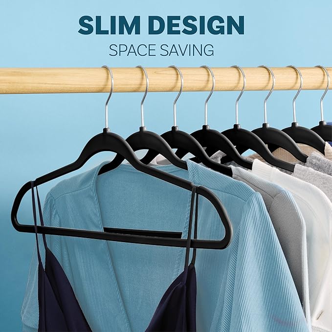 DEILSY™ Clothes Hangers Plastic Hangers - Durable Non-Velvet Plastic Hangers - Slim Hangers, Classic Shirt and Pant Hangers Black Plastic Hangers for Everyday Use Plastic Hangers 20 Pack