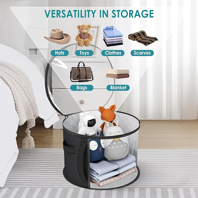 Large Capacity Hat Storage Bag for Women, Holds up to 7 Caps Cowboy Hat Organizer for Closet, Hat Storage Organizer for Travel (Black)