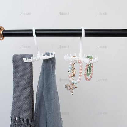 AUEAR, 8 Pack 360 Degree Rotating Scarf Hanger 20 Hooks Twirl Plastic Ties for Women Men Home Bedroom Supplies (White)