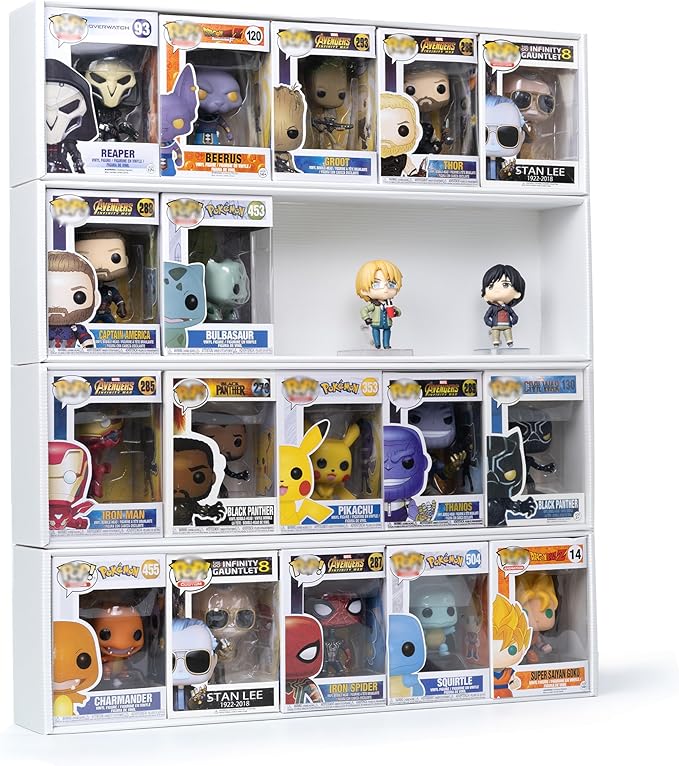 5X4 Version Display Case Compatible with Fnko Pop Boxes, Stackable 4 Single Row, with Transparent Cover to Protect Your Collection Against Dust (Holds 20 Pops)