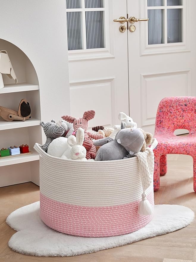 R RUNKA Extra Large Cotton Rope Basket 22" x 14"| Toy Basket