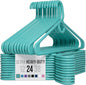 NEATERIZE Thick Heavy Duty Hangers - Aqua Plastic Clothes Hangers 24 Pack - Great for Coat Hanger, Jackets Jeans & Suit Hanger for Closet - New Apartment Essentials Percheros Ganchos para Colgar Ropa