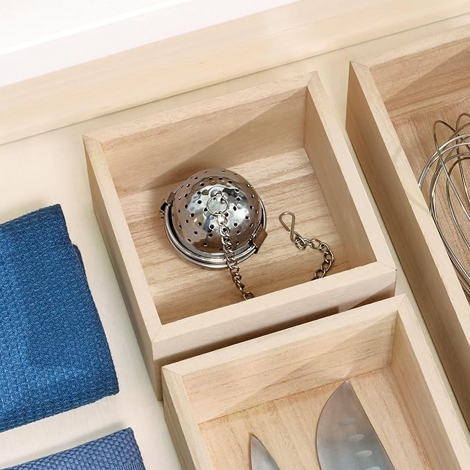 iDesign Renewable Paulownia Wood Collection Drawer Organizer Bin, 5" x 5" x 2.5", Natural