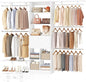 Besiost Closet System - 8FT Closet Organizer System with Wooden Drawers, 96" Closet Systems for Walk-In Closets with Cuttable Hanging Shelving, White