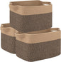 OIAHOMY 3 Pack Storage Basket for Organizing, 13''X9.85''X8.7'' Storage Bins,Woven Basket Basket with Handles, Toy Storage Basket Bin,Stylish Room Decor Basket, Brown & Black