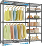 VIPEK X2 Plus Expandable Heavy Duty Clothes Rack Adjustable from 3'9"-5'2" Portable Reach-in & Walk-in Closet Rack System with Flexible Shelves and Hanger Rods Clothing Rack for Hanging Clothes, Black