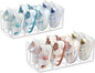 HBlife Clear Acrylic Kids Shoe Rack for Closet Organizers and Storage, Small Shoe Rack 4 Sections Toddler Baby Shoe Storage Organizer Stackable Shoe Shelf,Desk File Sorter Book Purse Organizer(2 Pack)