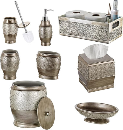 Creative Scents Dublin Silver Bathroom Decor Box Toilet Paper Holder Storage Basket - Decorative Toilet Tank Topper Bathroom Storage Organizer - Bathroom Sink Organizer Countertop Container