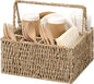 StorageWorks Wicker Silverware Organizer with Handle, Seagrass Kitchen Utensil Holder, Large Utensil Holder for Kitchen Counter, Spoon Forks Knife Cutlery Caddy, Paper Plate Dispenser for Countertop
