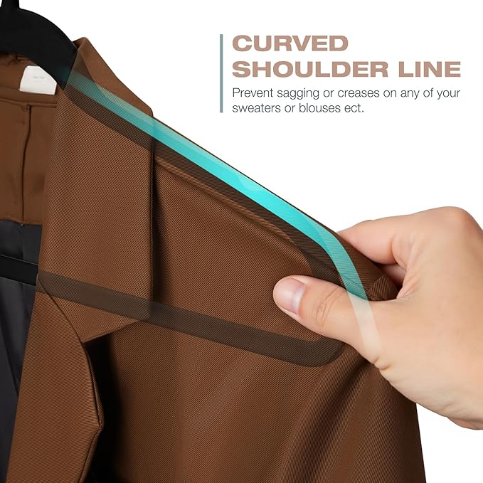 50 Pack Black Velvet Hangers,Coat Hanger Non Slip,Heavy-Duty,Space Saving,Slim Clothes Hangers for Pants,Outfit,Suits,Skirts,Coats,Dresses ect.Felt Hanger with Gold 360°Swivel Hook