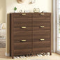 YOMILUVE 47.3" Shoe Cabinet Storage for Entryway, Fluted Shoe Cabinet with 6 Flip Drawers, Hidden Shoe Rack Freestanding Wooden Shoe Organizer with Legs for Hallway, Walnut