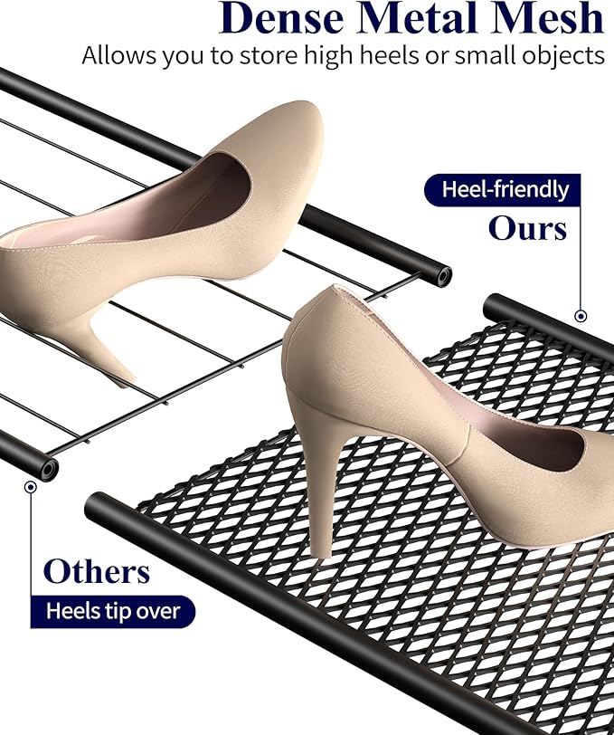 Kitsure Shoe Rack - 4-Tier Shoe Organizer with Wooden Top & Leveling Feet, Easy-Assembly, Rust-Resistant Metal Shoe Shelf for Closet, Entryway, Bedroom, 29.5" x 11.4" x 24.8", Brown