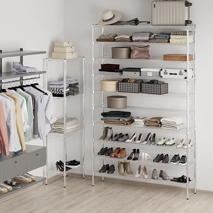 14" Deep x 60" Wide x 96" Height Wire Shelving Kit | 10-Tier | NSF Commercial Storage Rack Unit
